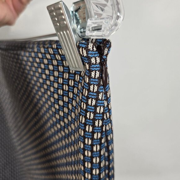 Diane Von Furstenburg Teal Blue Geometric Print Bandage Mini SKirt - Picture 2 of 9